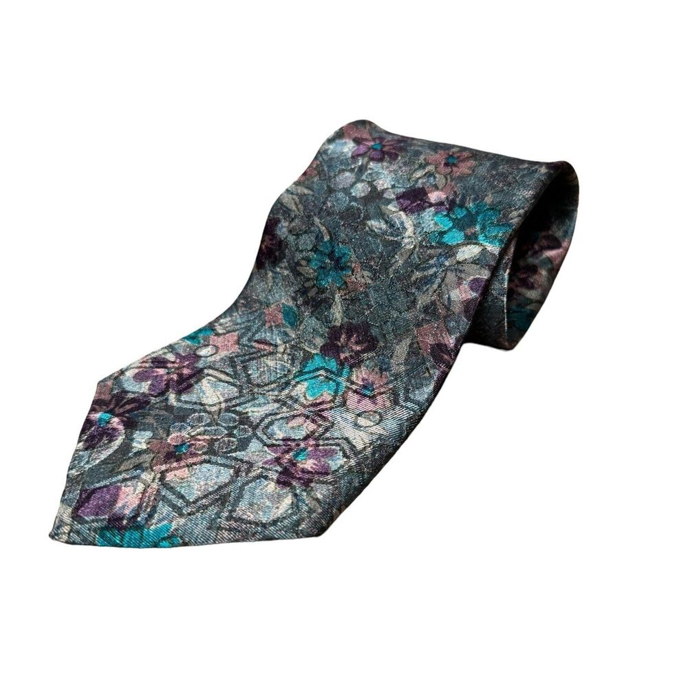 Allyn Saint George Men's Necktie Designer 100% Polyester Floral Abstract USA